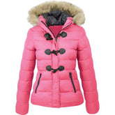 Parkas Winter Jacket Warm Casual Fur Collar Horn Buckle JacketsWomen's Parkas Winter Jacket Warm Casual Fur Collar Horn Buckle Jacket